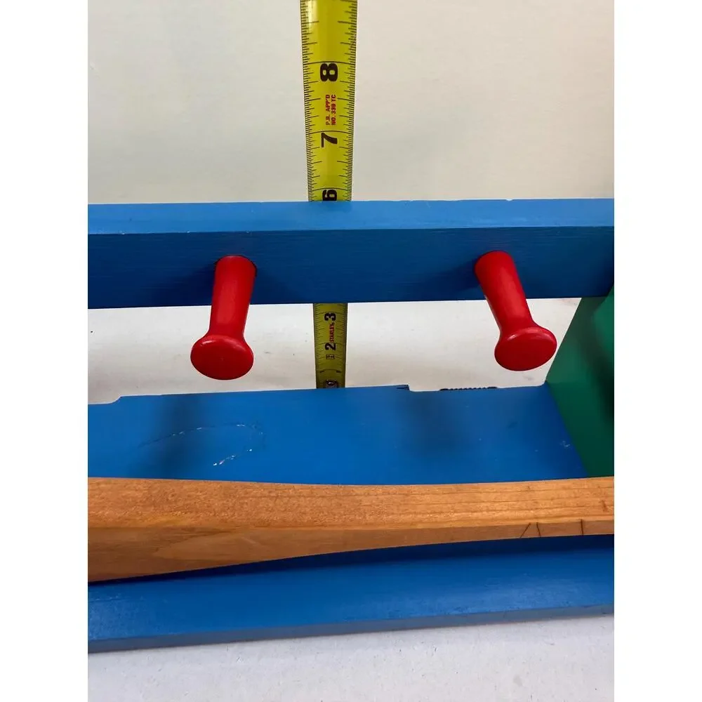 Vintage Handmade Baseball Bat Wall Hooks Kids Room Coat Rack Blue Green Sports